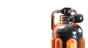 Изображение футуристической канистры с топливом, символизирующее энергию и усиление приветственного бонуса в Вулкан Вегас казино.